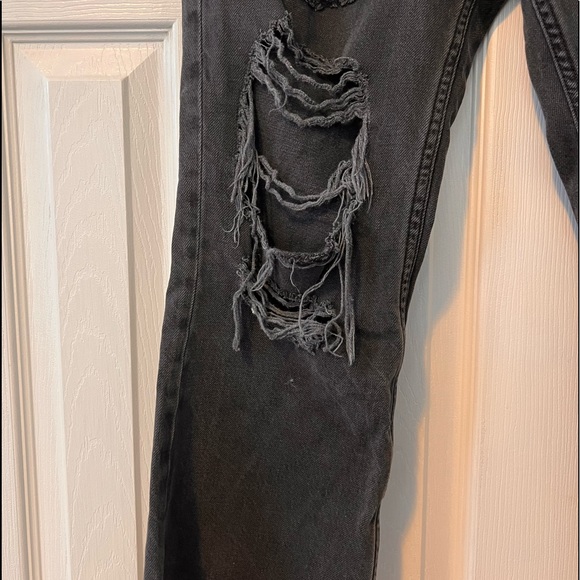 BDG Charcoal Kick Flare High Rise Cropped Distressed Jeans Urban Outfitters - Picture 3 of 15